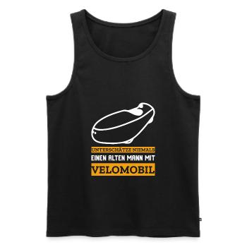 Liegerad & Velomobil Sprüche - Männer Premium Bio Tank Top - Schwarz - Vorne - AI Model Male 178 light (178cm)