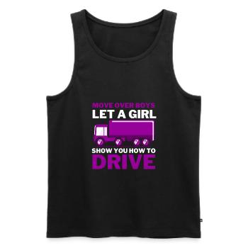 Damen Trucker Babe Lkw Fahrerin Fernfahrerin - Männer Premium Bio Tank Top - Schwarz - Vorne - Michal (187cm)
