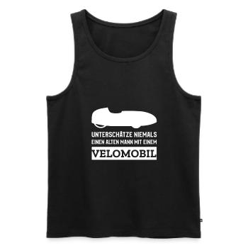 Liegerad & Velomobil Sprüche - Männer Premium Bio Tank Top - Schwarz - Vorne - AI Model Male 178 light (178cm)