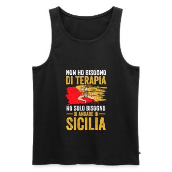 Siciliani Terapia Siciliano Siciliana Sicilia - Männer Premium Bio Tank Top - Schwarz - Vorne - Michal (187cm)