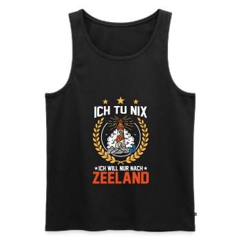 Ich tu nix ich will nur nach Zeeland - Männer Premium Bio Tank Top - Schwarz - Vorne - AI Model Male 178 light (178cm)