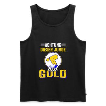 Dieser Junge darf Schwimmen Gold Bestanden - Männer Premium Bio Tank Top - Schwarz - Vorne - AI Model Male 178 light (178cm)