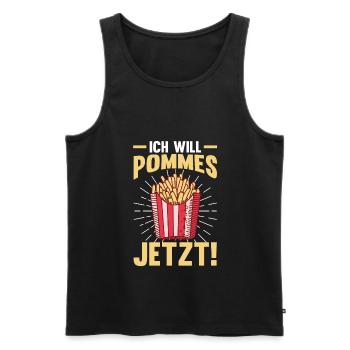 Ich will Pommes - Männer Premium Bio Tank Top - Schwarz - Vorne - Michal (187cm)