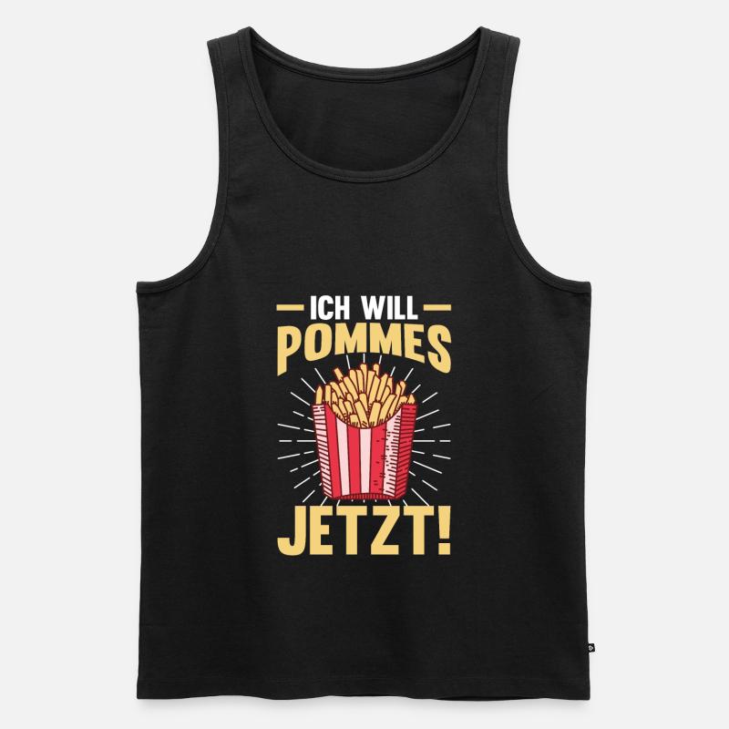 Ich will Pommes - Männer Premium Bio Tank Top - Schwarz