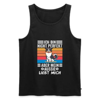 Hund Aussie Züchter Aussie Australian Shepherd - Männer Premium Bio Tank Top - Schwarz - Vorne - AI Model Male 178 light (178cm)