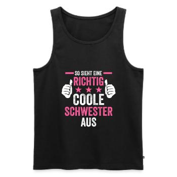 Coole Schwester - Männer Premium Bio Tank Top - Schwarz - Vorne - Michal (187cm)