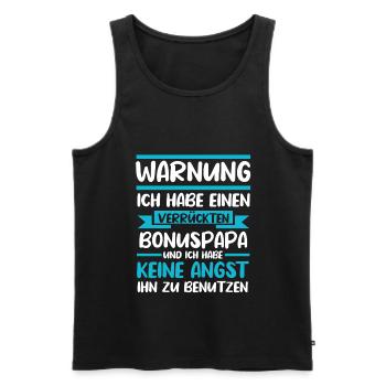Verrückte Bonuspapa - Männer Premium Bio Tank Top - Schwarz - Vorne - Michal (187cm)
