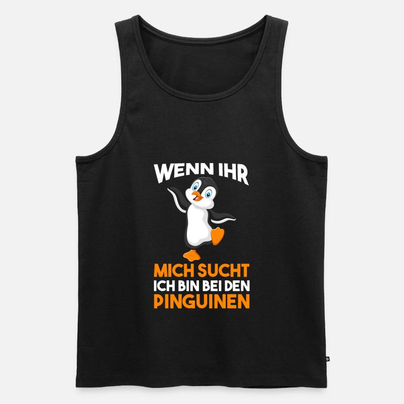 Ich bin bei den Pinguinen - Männer Premium Bio Tank Top - Schwarz