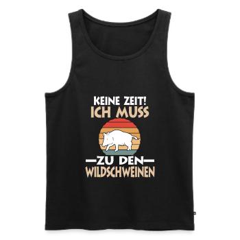 Wildschwein - Männer Premium Bio Tank Top - Schwarz - Vorne - Michal (187cm)