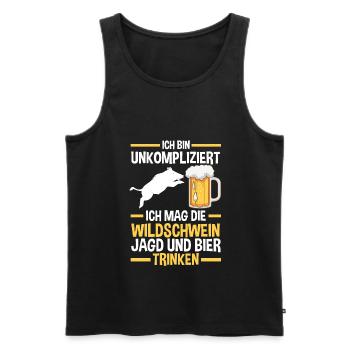 Jäger Wildschweinjagd Bier Jagd - Männer Premium Bio Tank Top - Schwarz - Vorne - Michal (187cm)