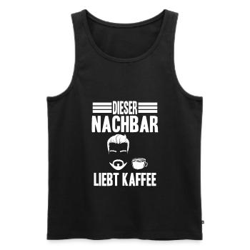 Kaffee Nachbar - Männer Premium Bio Tank Top - Schwarz - Vorne - Michal (187cm)