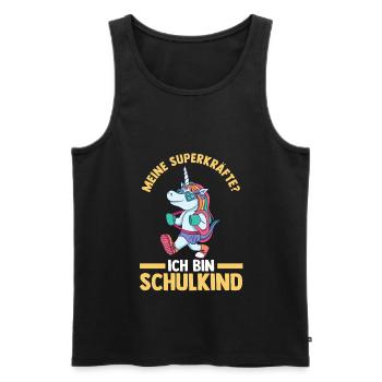 Einhorn Schulkind Schüler Einschulung Schulanfang - Männer Premium Bio Tank Top - Schwarz - Vorne - Michal (187cm)