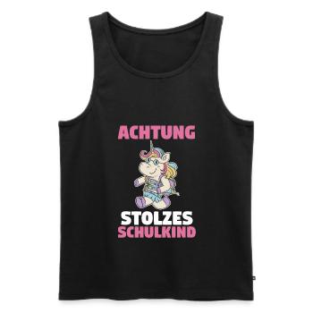 Einhorn Schulkind Schüler Schulanfang Einschulung - Männer Premium Bio Tank Top - Schwarz - Vorne - Michal (187cm)