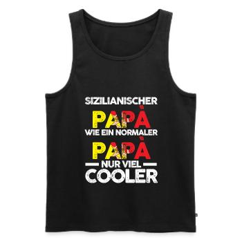 Sizilienischer Papa Sicilia Vater Sizilianer Sizil - Männer Premium Bio Tank Top - Schwarz - Vorne - Michal (187cm)