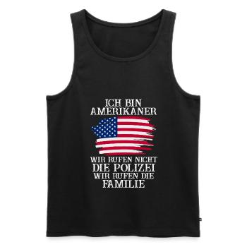 USA Amerikaner Amerika Amerikanisches - Männer Premium Bio Tank Top - Schwarz - Vorne - Michal (187cm)