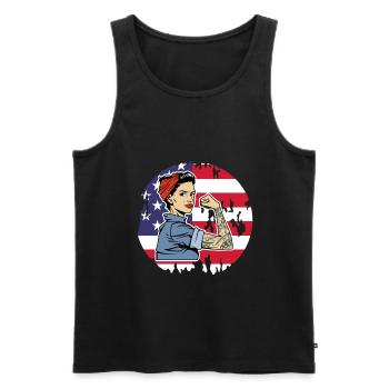 États-Unis Amérique Américain Américain - Débardeur bio Premium Homme - noir - Devant - AI Model Male 178 light (178cm)