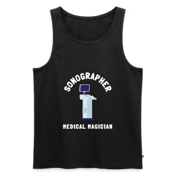Échographiste Échographie Échographie Échographie - Débardeur bio Premium Homme - noir - Devant - AI Model Male 178 light (178cm)
