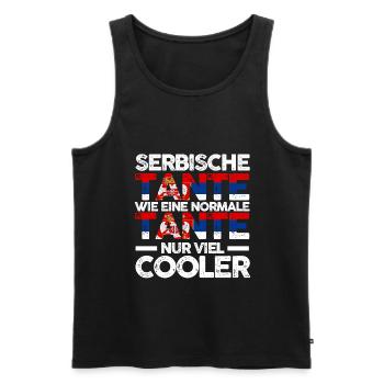 Serbin Tante Serbien - Männer Premium Bio Tank Top - Schwarz - Vorne - Michal (187cm)