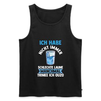 Grieche Saufspruch Ouzo - Männer Premium Bio Tank Top - Schwarz - Vorne - AI Model Male 178 light (178cm)
