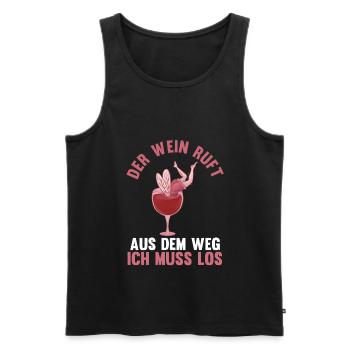 Der Wein ruft aus dem Weg ich muss los - Männer Premium Bio Tank Top - Schwarz - Vorne - AI Model Male 178 light (178cm)