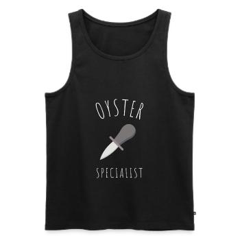 Oyster Shuck Shucking Seafood And Clam Digger - Men's Premium Organic Tank Top - black - Front - Michal (187cm)