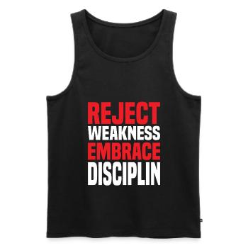 Reject Weakness Embrace Disciplin Sigma Male - Männer Premium Bio Tank Top - Schwarz - Vorne - AI Model Male 178 light (178cm)