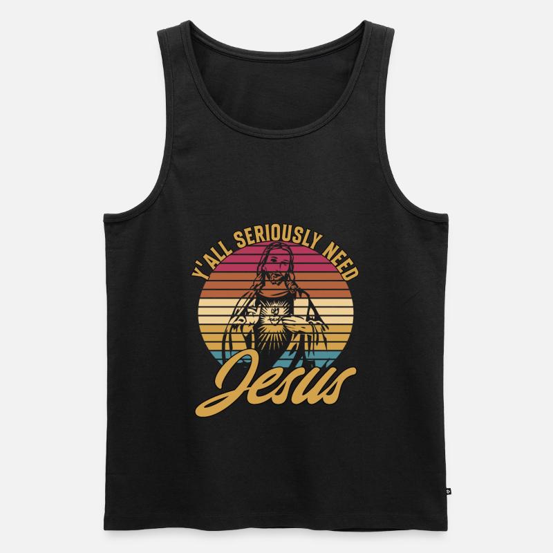 Y'all Seriously Need Jesus - Männer Premium Bio Tank Top - Schwarz