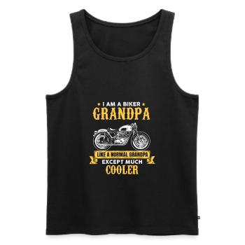 Cool Biker Grandpa Shirt - Motorcyclist - Chopper - Men's Premium Organic Tank Top - black - Front - Michal (187cm)