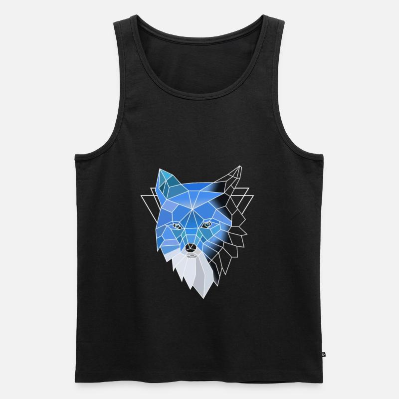 Blauer Polygon Wolf - Männer Premium Bio Tank Top - Schwarz