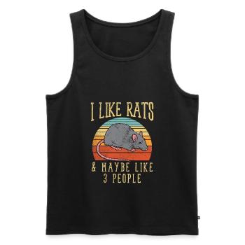 Funny Rat I Like Rats Maybe & 3 People Gift - Men's Premium Organic Tank Top - black - Front - Michal (187cm)