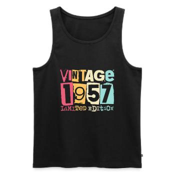 1957 Vintage Jahrgang Geburtstag Geschenk - Männer Premium Bio Tank Top - Schwarz - Vorne - Michal (187cm)