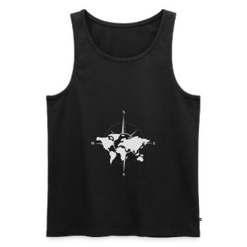 World map and compass - Men's Premium Organic Tank Top - black - Front - Michal (187cm)
