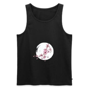 Kirschblüte Mond - Männer Premium Bio Tank Top - Schwarz - Vorne - AI Model Male 178 light (178cm)