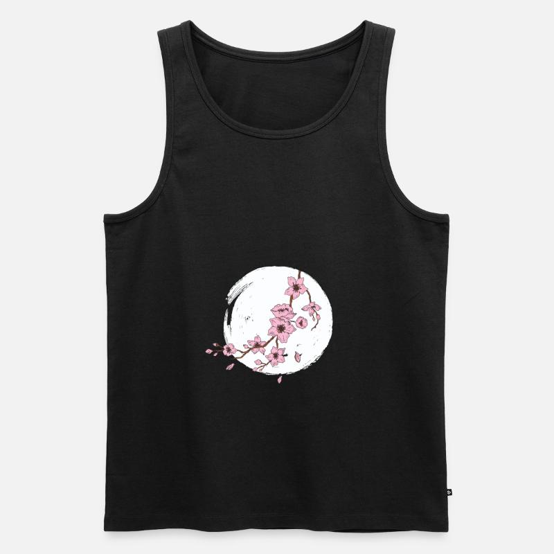 Kirschblüte Mond - Männer Premium Bio Tank Top - Schwarz