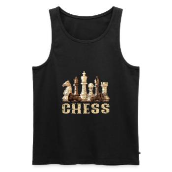 Jeu d'échecs - Débardeur bio Premium Homme - noir - Devant - AI Model Male 178 light (178cm)