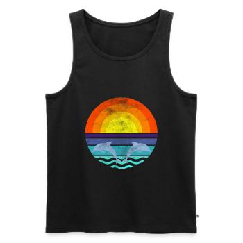 Dolphin Sea Sunset - Men's Premium Organic Tank Top - black - Front - AI Model Male 178 light (178cm)