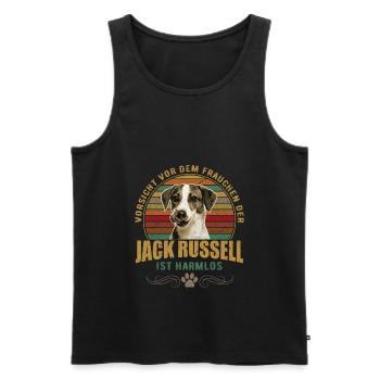 Beware of the woman Jack Russel is harmless - Men's Premium Organic Tank Top - black - Front - AI Model Male 178 light (178cm)