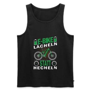E-Bike -Lächeln statt hecheln - Männer Premium Bio Tank Top - Schwarz - Vorne - AI Model Male 178 light (178cm)