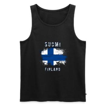 Suomi Finland Flag Grunge Holiday Fjords - Men's Premium Organic Tank Top - black - Front - Michal (187cm)