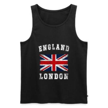 Angleterre Londres Flag Vintage Union Jack - Débardeur bio Premium Homme - noir - Devant - Michal (187cm)