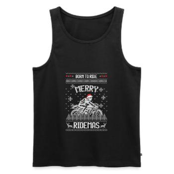 Motorcycle Biker Ugly Christmas Sweater Gift - Men's Premium Organic Tank Top - black - Front - AI Model Male 178 light (178cm)