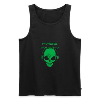 Free party - skull sound system - Débardeur bio Premium Homme - noir - Devant - AI Model Male 178 light (178cm)