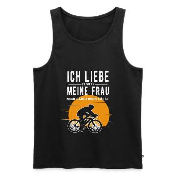 Ich liebe meine Frau wenn sie mich radfahren lässt - Männer Premium Bio Tank Top - Schwarz - Vorne - Michal (187cm)