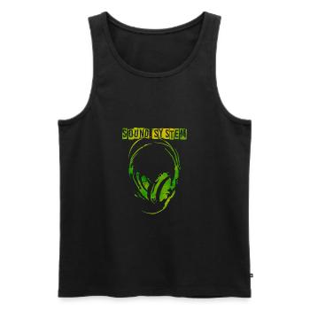 Soundsystem Kopfhörer Free Party - Männer Premium Bio Tank Top - Schwarz - Vorne - AI Model Male 178 light (178cm)