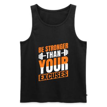 Soyez plus fort que vos excuses - Entraînement - Débardeur bio Premium Homme - noir - Devant - Michal (187cm)