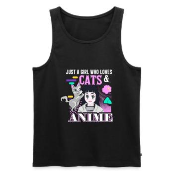 Nur Ein Mädchen Das Katzen Und Anime Liebt - Männer Premium Bio Tank Top - Schwarz - Vorne - Michal (187cm)