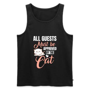 All guests must be approved by the cat - Men's Premium Organic Tank Top - black - Front - AI Model Male 178 light (178cm)