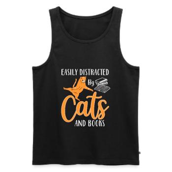 Leicht Von Katzen Und Büchern Abgelenkt - Kätzchen - Männer Premium Bio Tank Top - Schwarz - Vorne - Michal (187cm)