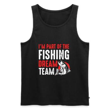 I am part of the Fishing Dream Teams Fishing Team - Men's Premium Organic Tank Top - black - Front - AI Model Male 178 light (178cm)