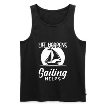 Life happens Sailing helps - Sailor - Men's Premium Organic Tank Top - black - Front - AI Model Male 178 light (178cm)